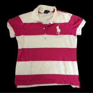 Ralph Lauren Pink White Striped Polo Shirt